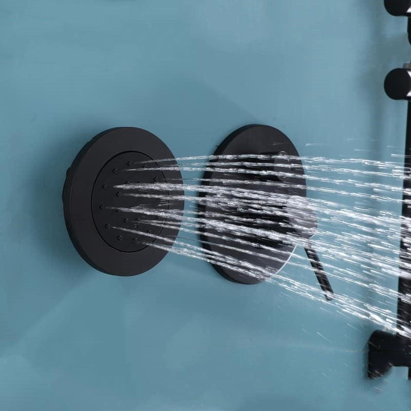 Medunjess Matte Black Rainfall Waterfall Shower Faucet Set