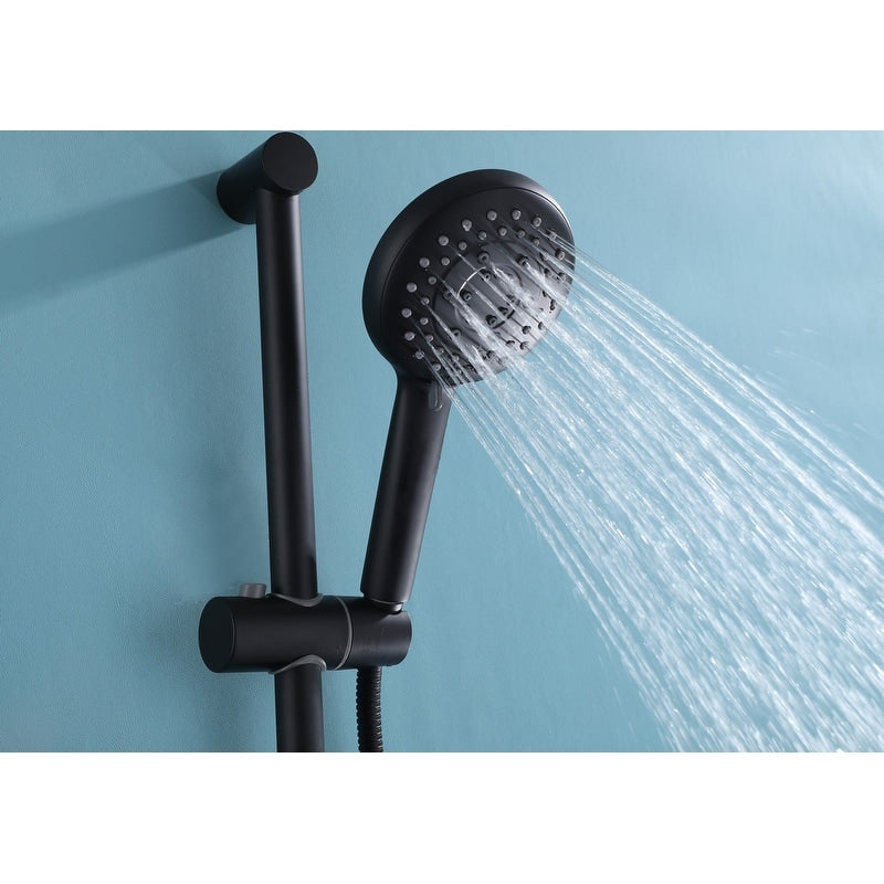 Medunjess Matte Black Rainfall Waterfall Shower Faucet Set