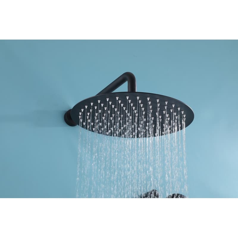 Medunjess Matte Black Rainfall Waterfall Shower Faucet Set