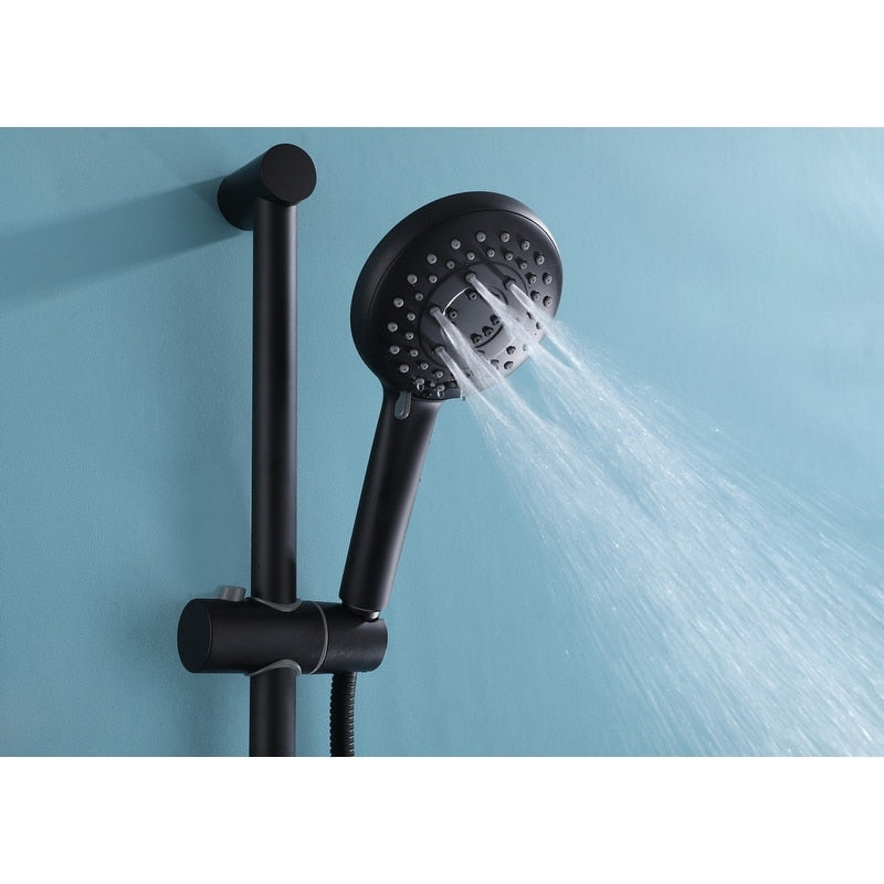 Medunjess Matte Black Rainfall Waterfall Shower Faucet Set