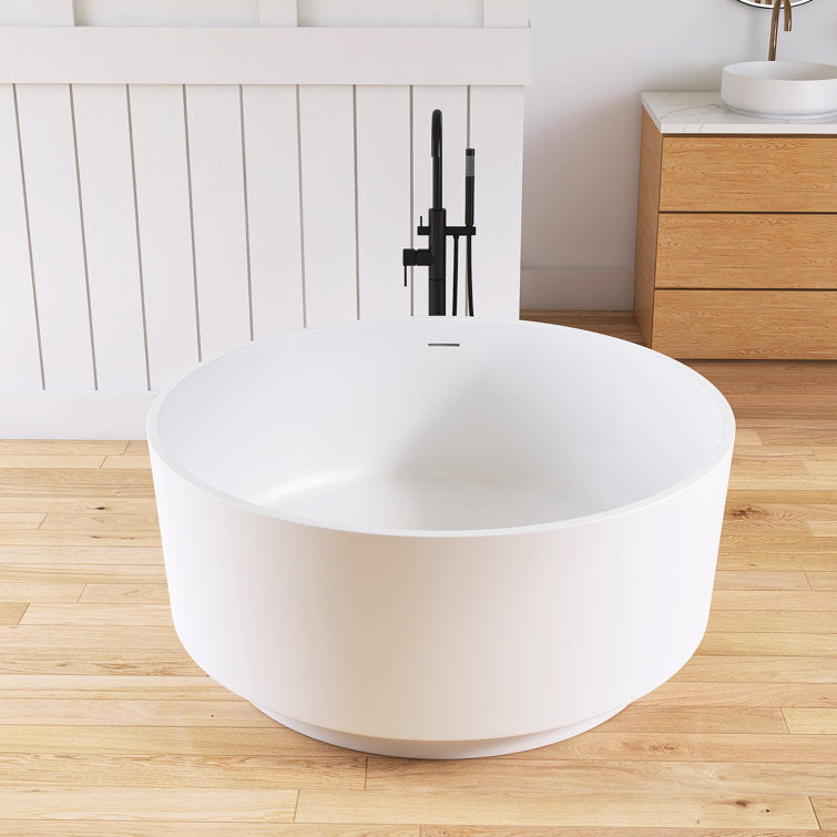 Medunjess 49" Eco-Friendly Round Resin Stone Bathtub(Pickup in Store)