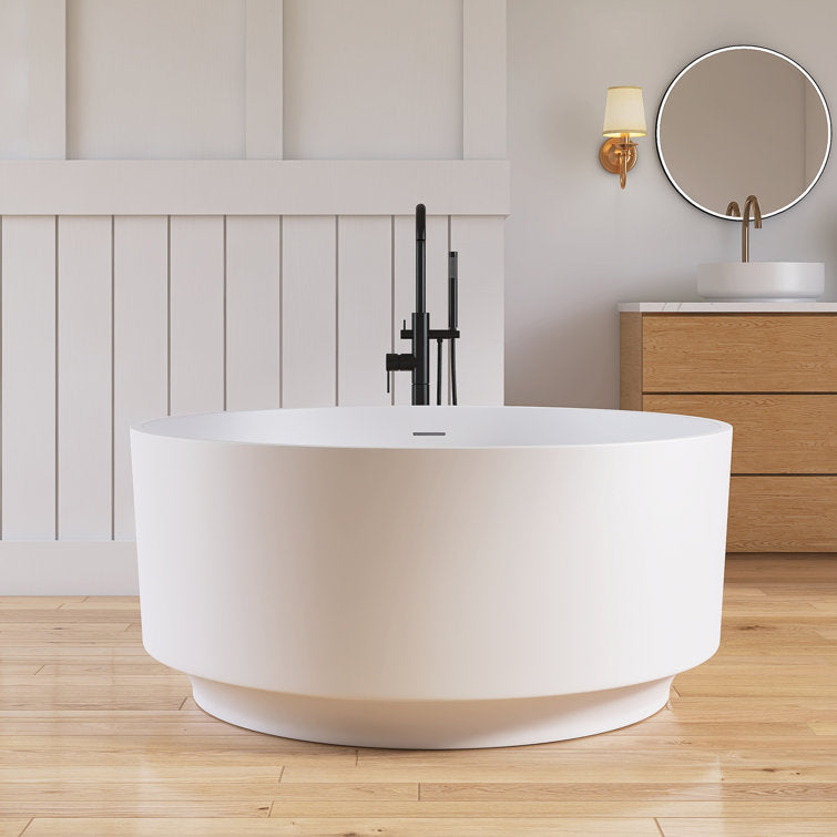 Medunjess 49" Eco-Friendly Round Resin Stone Bathtub(Pickup in Store)