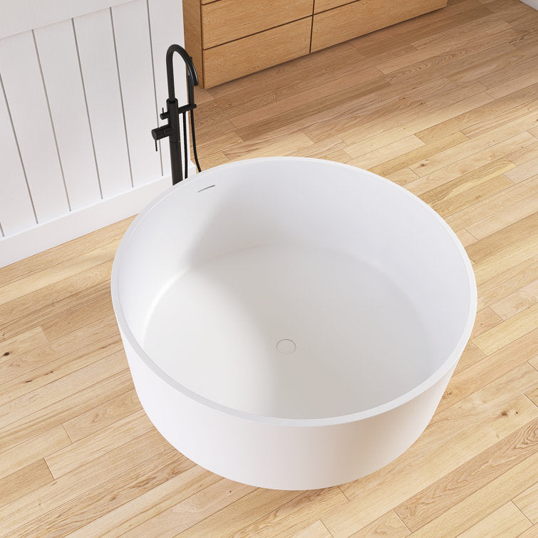 Medunjess 49" Eco-Friendly Round Resin Stone Bathtub(Pickup in Store)