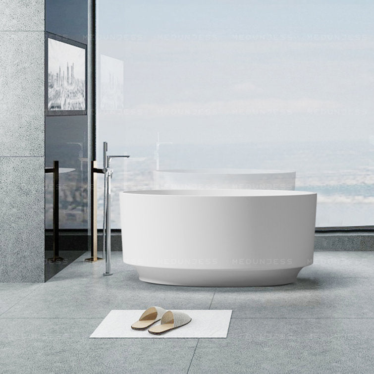 Medunjess 49" Eco-Friendly Round Resin Stone Bathtub(Pickup in Store)