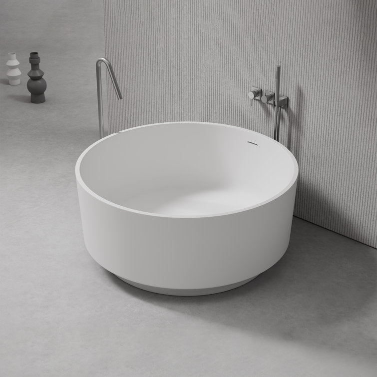 Medunjess 49" Eco-Friendly Round Resin Stone Bathtub(Pickup in Store)