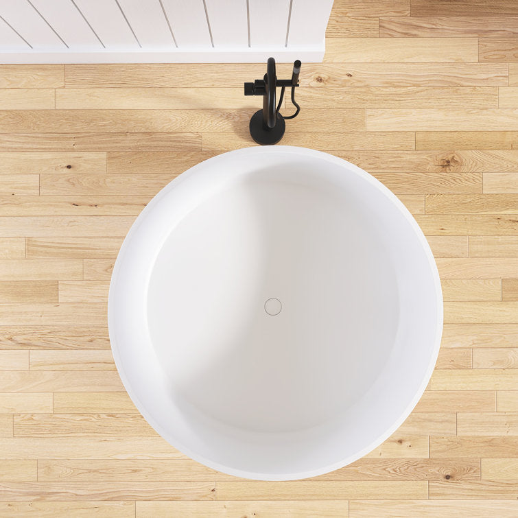 Medunjess 49" Eco-Friendly Round Resin Stone Bathtub(Pickup in Store)