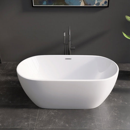 Medunjess 59'' Freestanding Soaking Acrylic Bathtub