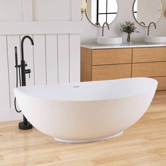 Medunjess 63.4'' x 34.5'' Freestanding Soaking Solid Surface Bathtub