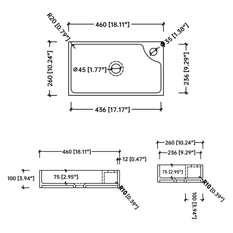 Medunjess 18'' Small Bathroom Sink Solid Surface Wall Mounted Bathroom Sink With Towel Rack