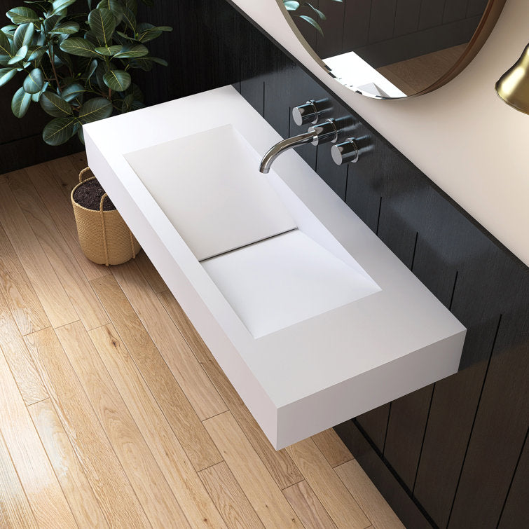 MEDUNJESS 19.69'' Solid Surface Rectangular Bathroom Sink