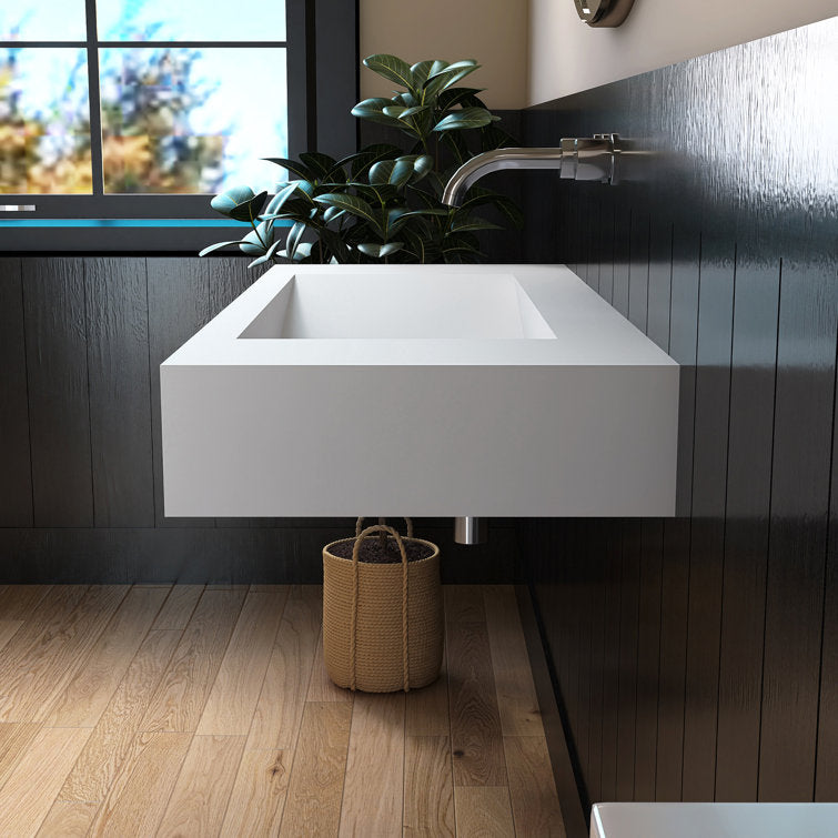 MEDUNJESS 19.69'' Solid Surface Rectangular Bathroom Sink