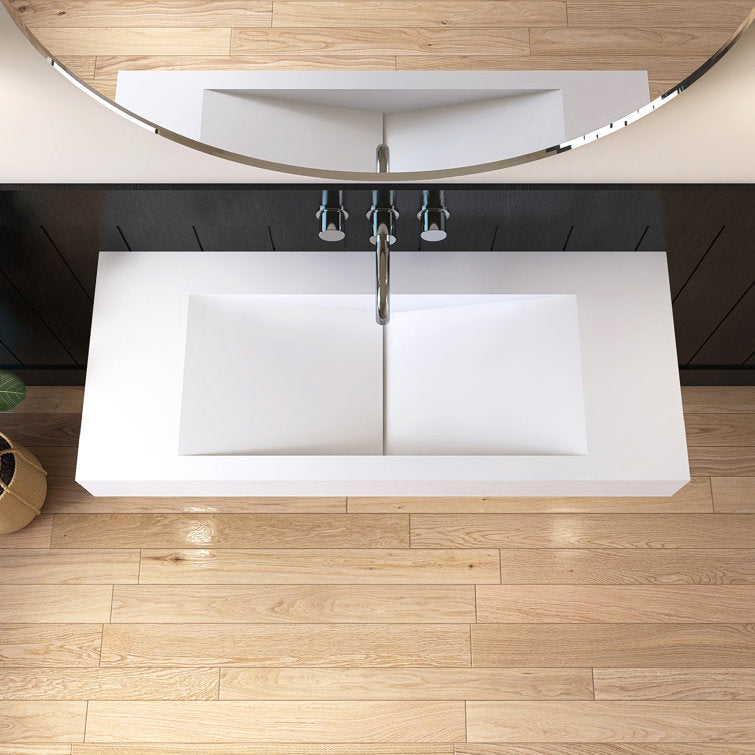 MEDUNJESS 19.69'' Solid Surface Rectangular Bathroom Sink