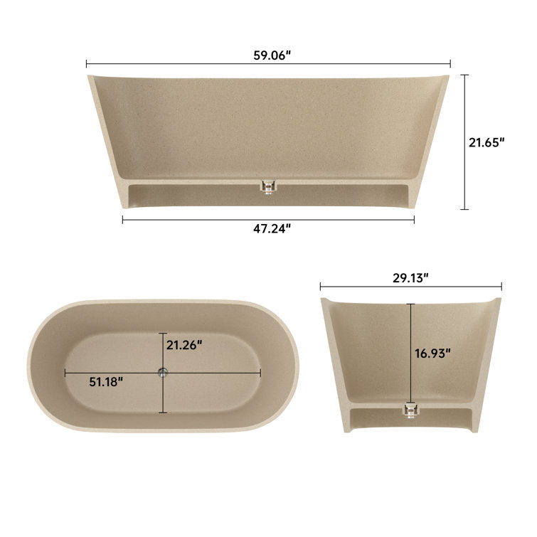 Medunjess 59'' Luminae Freestanding Terrazzo Bathtub