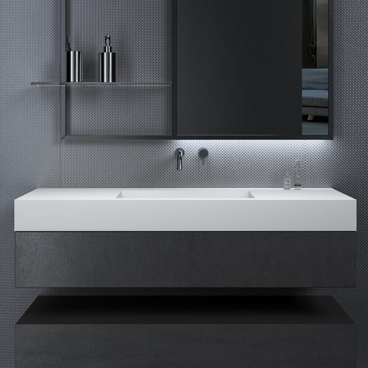 Medunjess 47'' Wall Mount Bathroom Sink Solid Surface Bathroom Sink in White