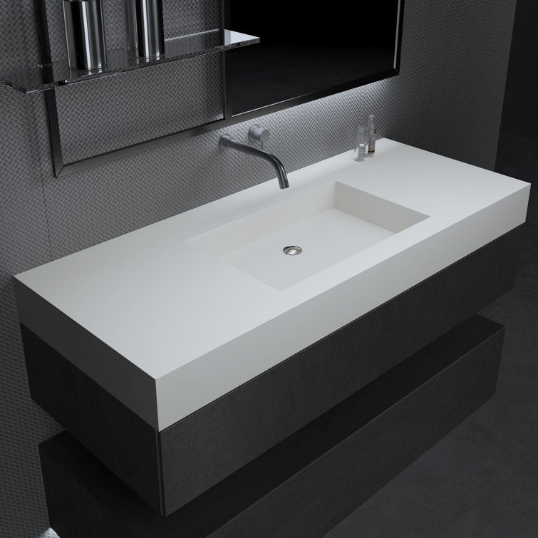 Medunjess 47'' Wall Mount Bathroom Sink Solid Surface Bathroom Sink in White