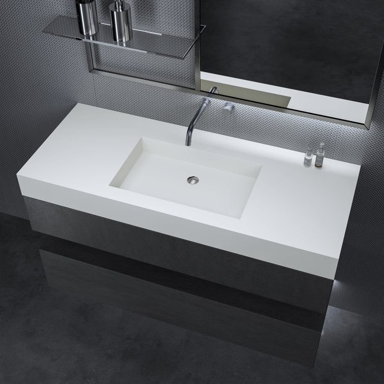 Medunjess 47'' Wall Mount Bathroom Sink Solid Surface Bathroom Sink in White