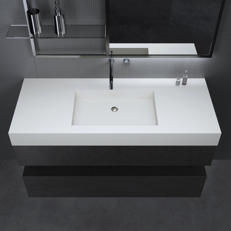 Medunjess 47'' Wall Mount Bathroom Sink Solid Surface Bathroom Sink in White