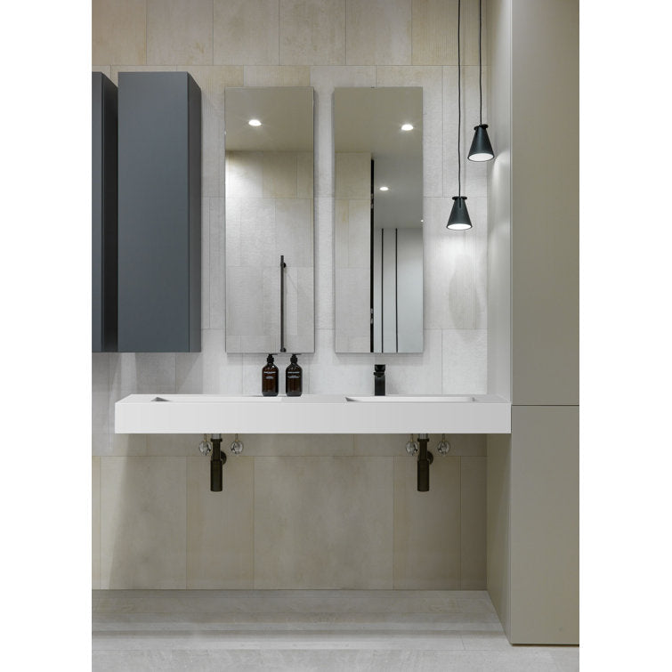 Medunjess 59'' Wall Mounted Bathroom Sink Solid Surface Double sink