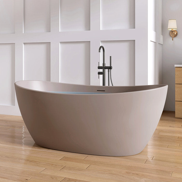 Medunjess 65'' Freestanding Tub Solid Surface Soaking Bathtub