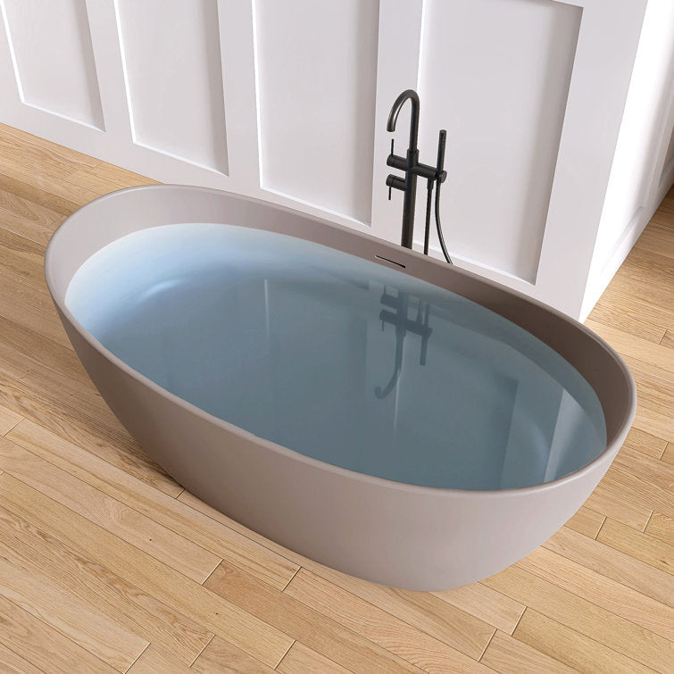 Medunjess 65'' Freestanding Tub Solid Surface Soaking Bathtub