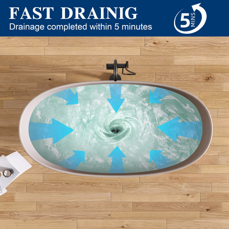 Medunjess 65'' Freestanding Tub Solid Surface Soaking Bathtub