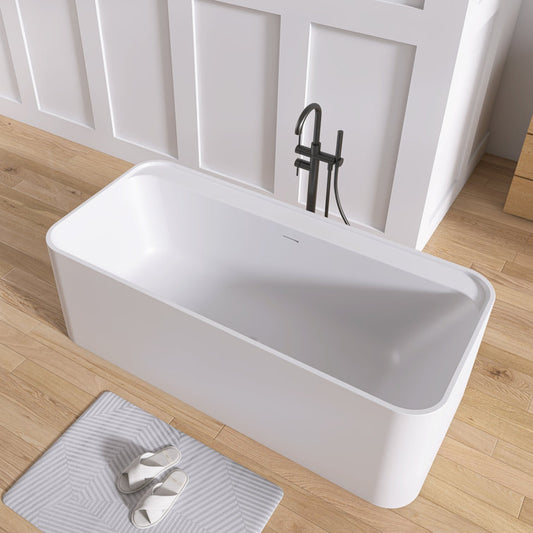 Medunjess 67'' Freestanding Tub Solid Surface Stone Resin Soaking Bathtub