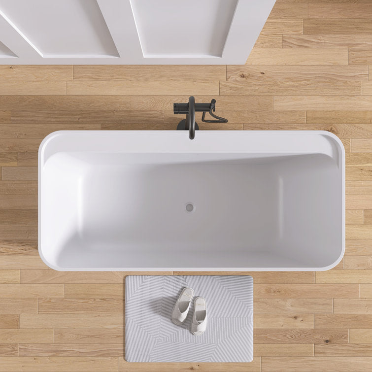 Medunjess 67'' Freestanding Tub Solid Surface Stone Resin Soaking Bathtub