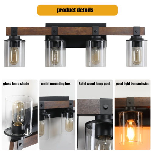 Medunjess 4-Lights Farmhouse Vanity Lights Fixture Rustic Bathroom Light Fixture Bathroom Sconce