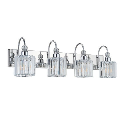 Medunjess Indoor Decorative Lighting Iron Stainless Steel Crystal Bathroom Vanity Light Chrome Color 4-Light E26 Bulb Wall Lights