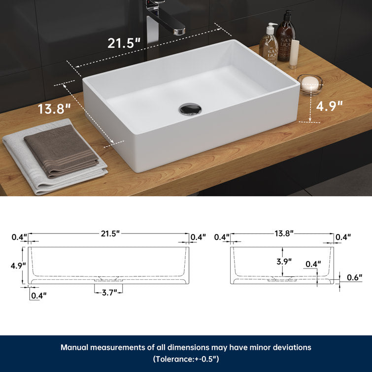 MEDUNJESS 21'' Solid Surface Bathroom Vessel Sink