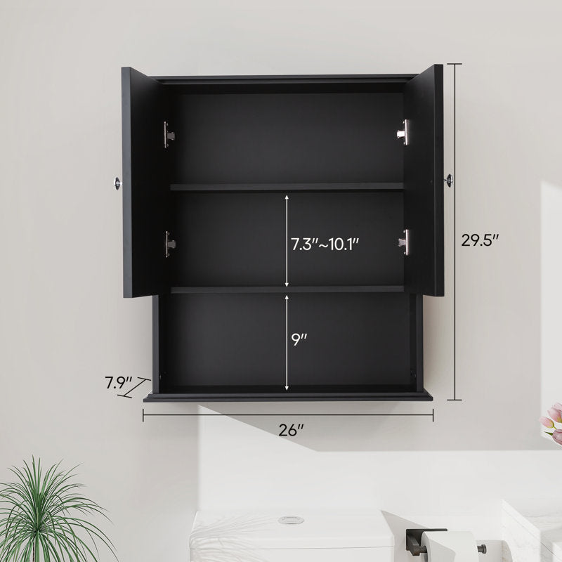 Medunjess 26 in. W x 30 in. H Wall Bathroom Cabinet Over The Toilet Storage