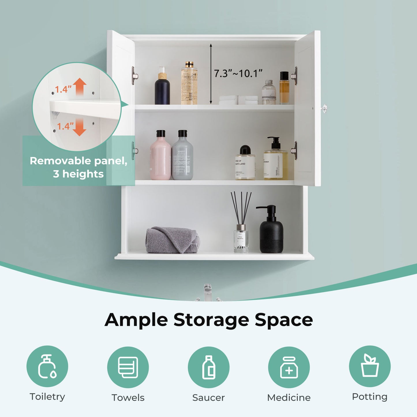 Medunjess 26 in. W x 30 in. H Wall Bathroom Cabinet Over The Toilet Storage