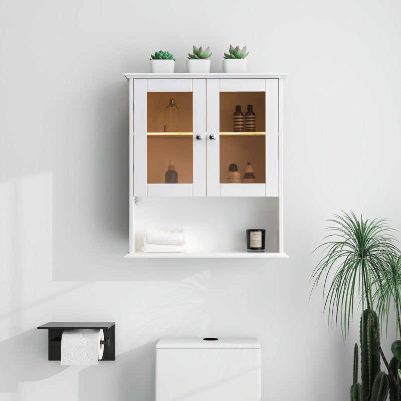 Medunjess 26 in. W x 30 in. H Bathroom Storage Wall Cabinet Fully Assembled with Sensor Light