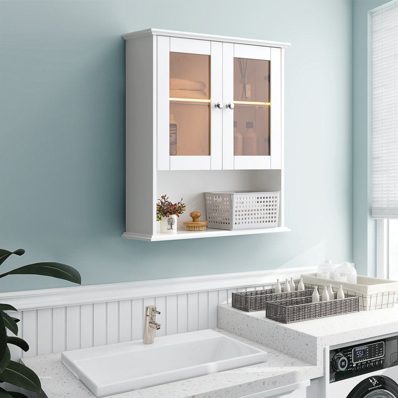 Medunjess 26 in. W x 30 in. H Bathroom Storage Wall Cabinet Fully Assembled with Sensor Light