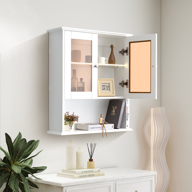 Medunjess 26 in. W x 30 in. H Bathroom Storage Wall Cabinet Fully Assembled with Sensor Light