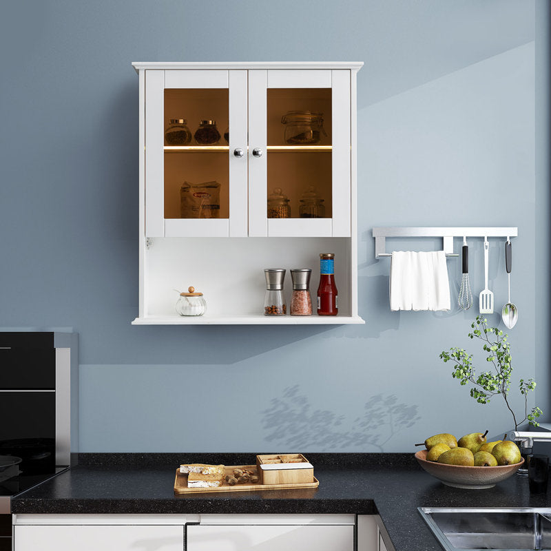 Medunjess 26 in. W x 30 in. H Bathroom Storage Wall Cabinet Fully Assembled with Sensor Light