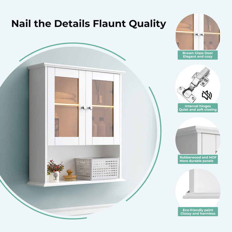 Medunjess 26 in. W x 30 in. H Bathroom Storage Wall Cabinet Fully Assembled with Sensor Light