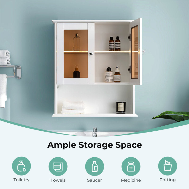 Medunjess 26 in. W x 30 in. H Bathroom Storage Wall Cabinet Fully Assembled with Sensor Light