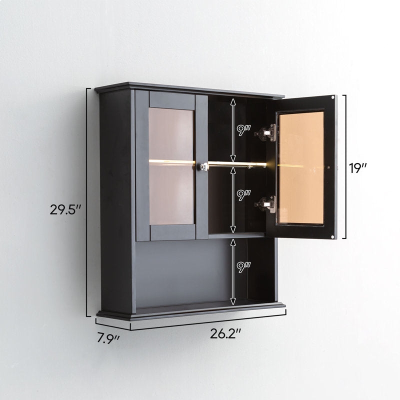 Medunjess 26 in. W x 30 in. H Bathroom Storage Wall Cabinet Fully Assembled with Sensor Light