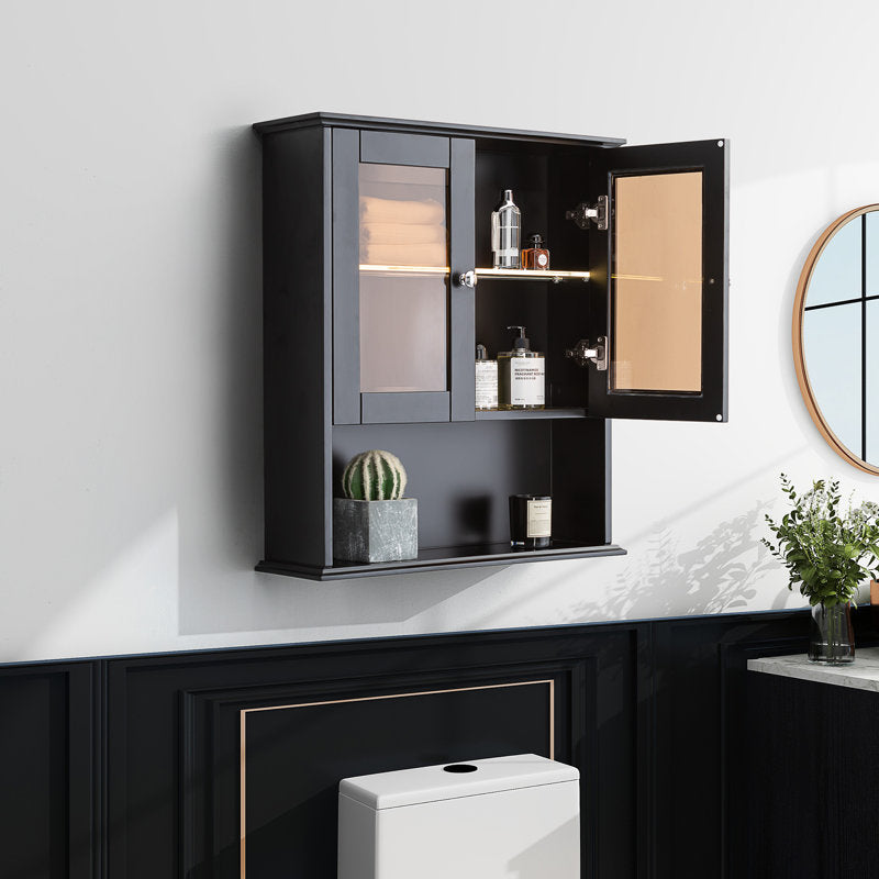 Medunjess 26 in. W x 30 in. H Bathroom Storage Wall Cabinet Fully Assembled with Sensor Light