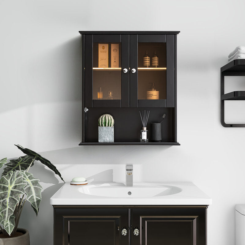 Medunjess 26 in. W x 30 in. H Bathroom Storage Wall Cabinet Fully Assembled with Sensor Light