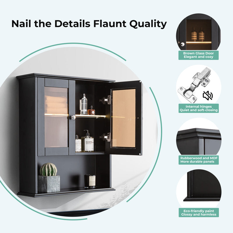 Medunjess 26 in. W x 30 in. H Bathroom Storage Wall Cabinet Fully Assembled with Sensor Light