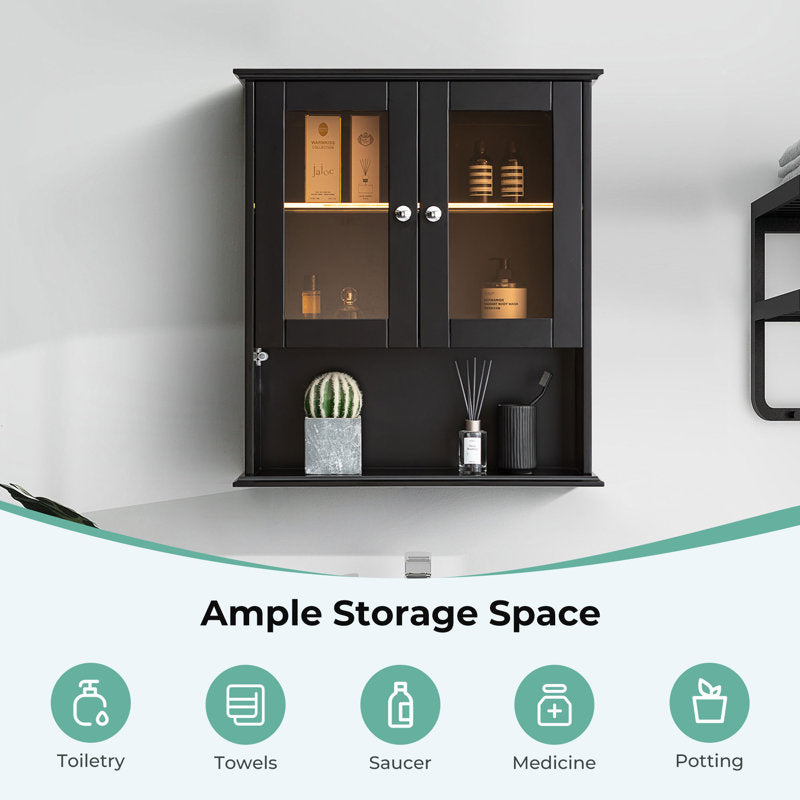Medunjess 26 in. W x 30 in. H Bathroom Storage Wall Cabinet Fully Assembled with Sensor Light