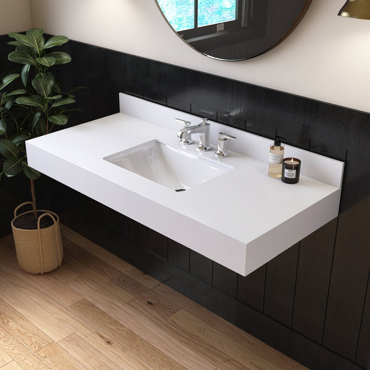 Medunjess 49'' Bathroom Vanity Top with Backsplash Wall Mounted Bathroom Sink