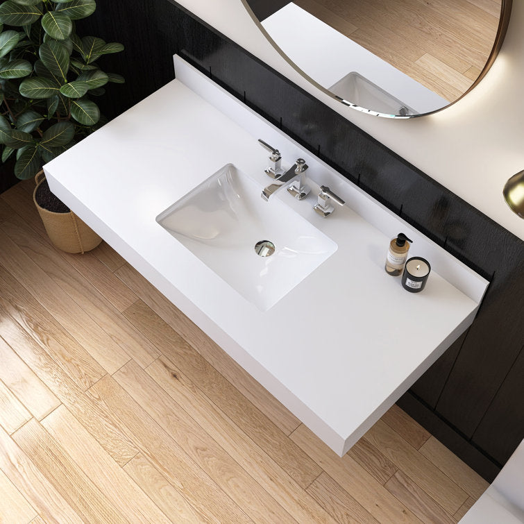Medunjess 49'' Bathroom Vanity Top with Backsplash Wall Mounted Bathroom Sink