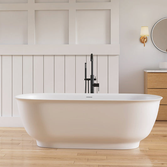 Medunjess 67'' Freestanding Tub Solid Surface Freestanding Soaking Bathtub