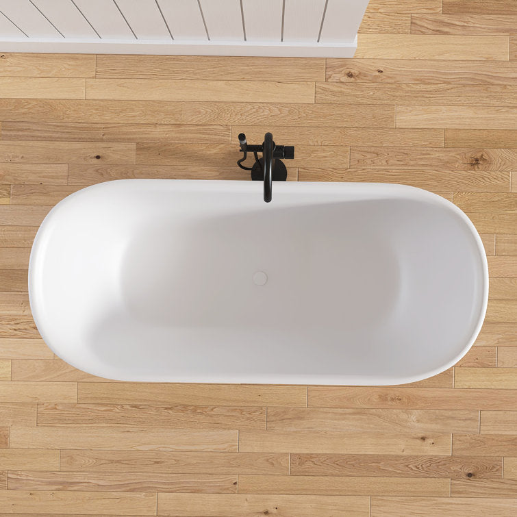 Medunjess 67'' Freestanding Tub Solid Surface Freestanding Soaking Bathtub