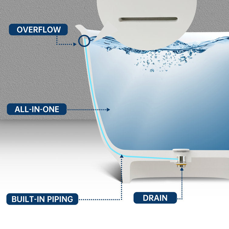 Medunjess 67'' Freestanding Tub Solid Surface Freestanding Soaking Bathtub