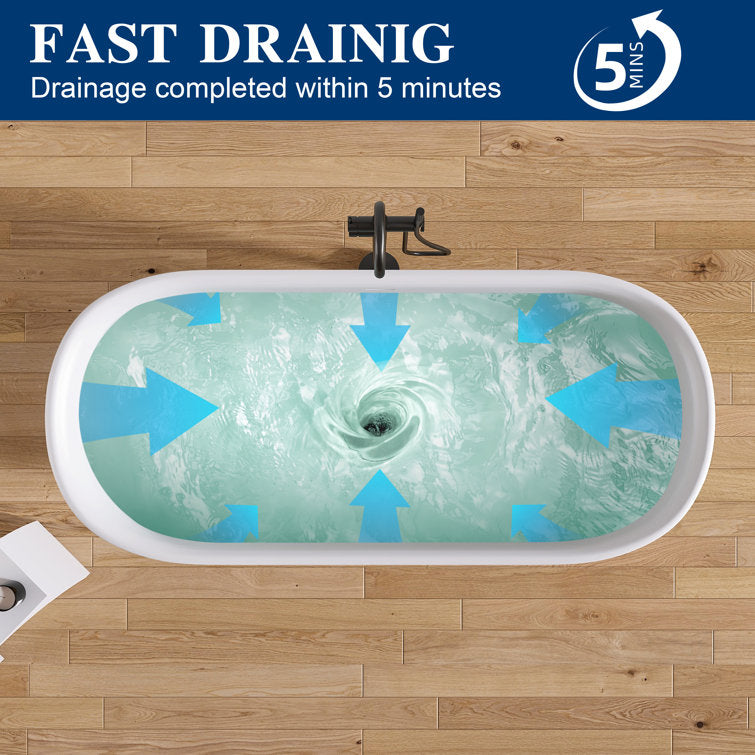 Medunjess 67'' Freestanding Tub Solid Surface Freestanding Soaking Bathtub