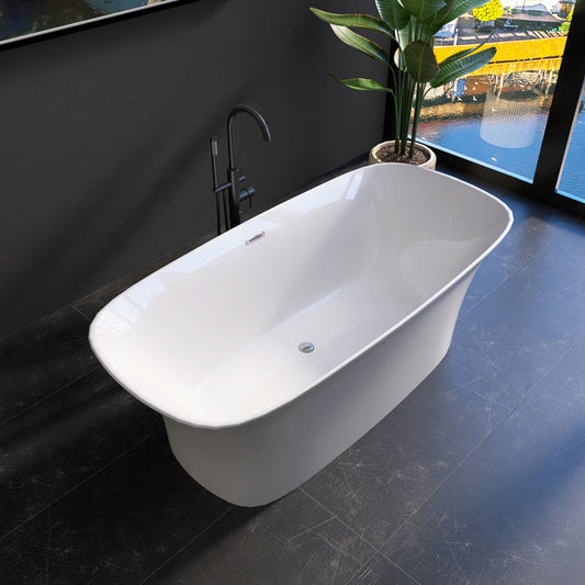 Medunjess 67'' Acrylic Freestanding Tub Acrylic Freestanding Soaking Bathtub